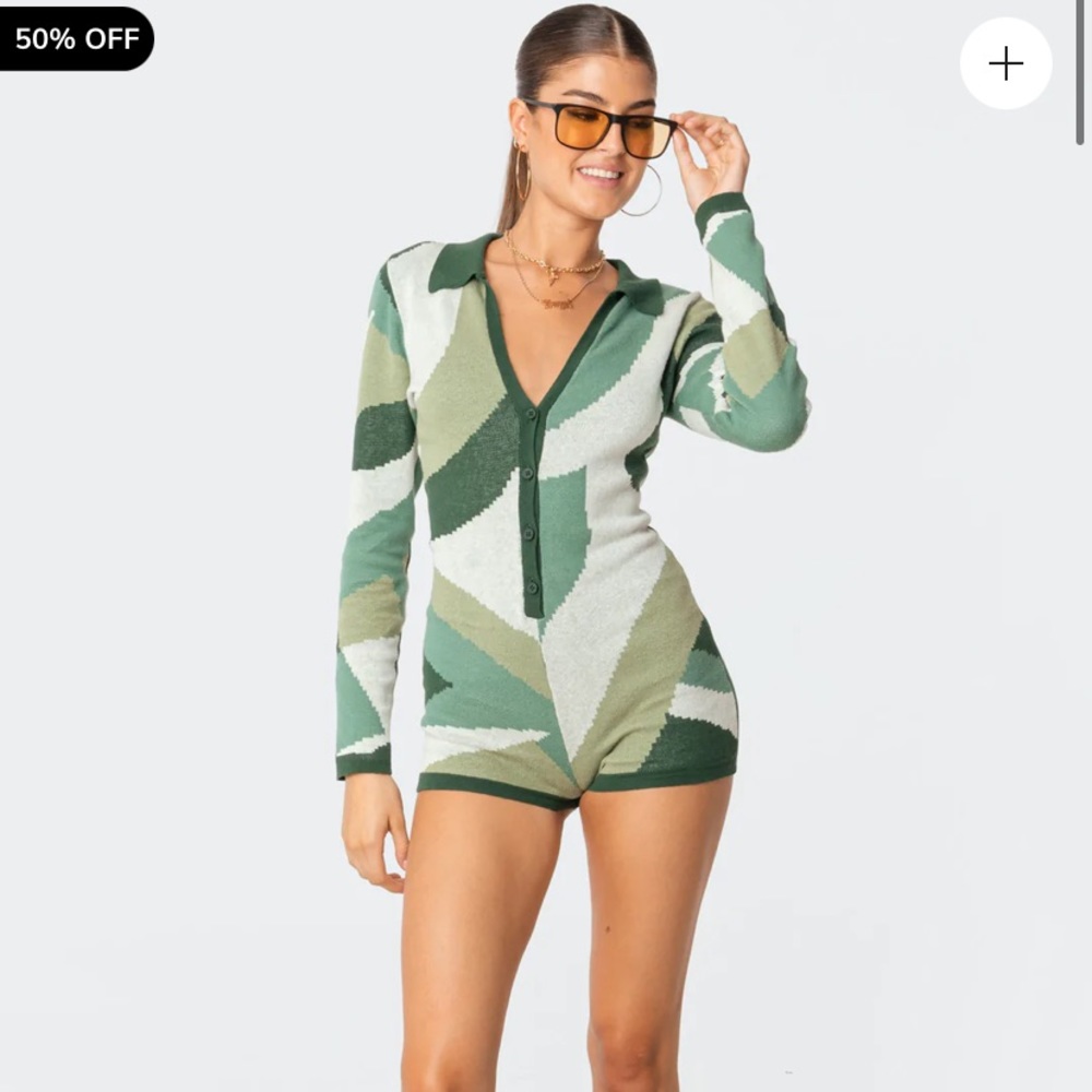 Edikted RENEE GEOMETRIC KNITTED ROMPER (size XS)